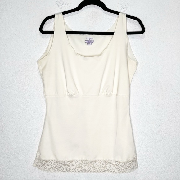 Spanx Slimming Lace Trim Tank Top Cream XL - Picture 1 of 6